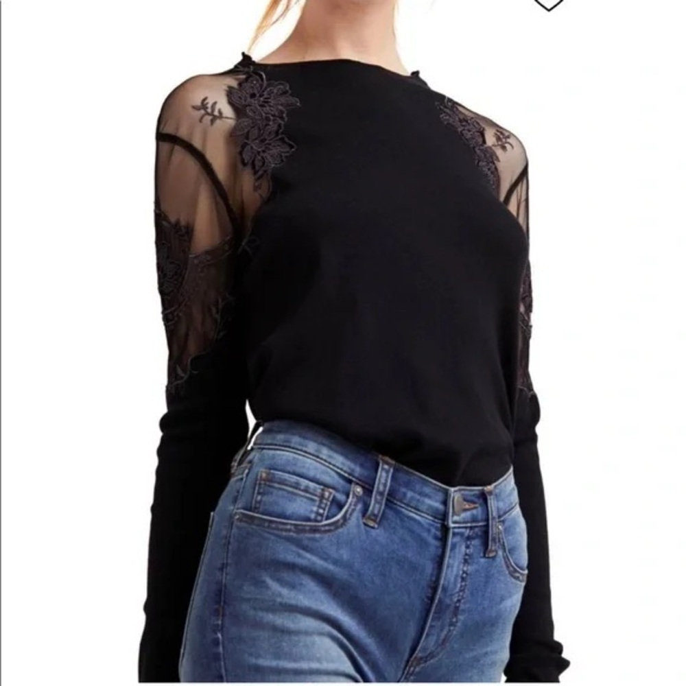 SOLD 🚫 Free People Daniella embroidered illusion lace top